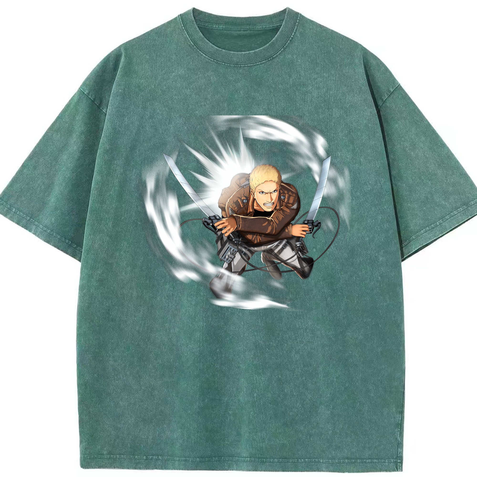 （画像用） 進撃の巨人 ライナー・ブラウン Attack on Titan Reiner Braun 綿100% ヴィンテージ風 半袖Tシャツ（フロントプリント）